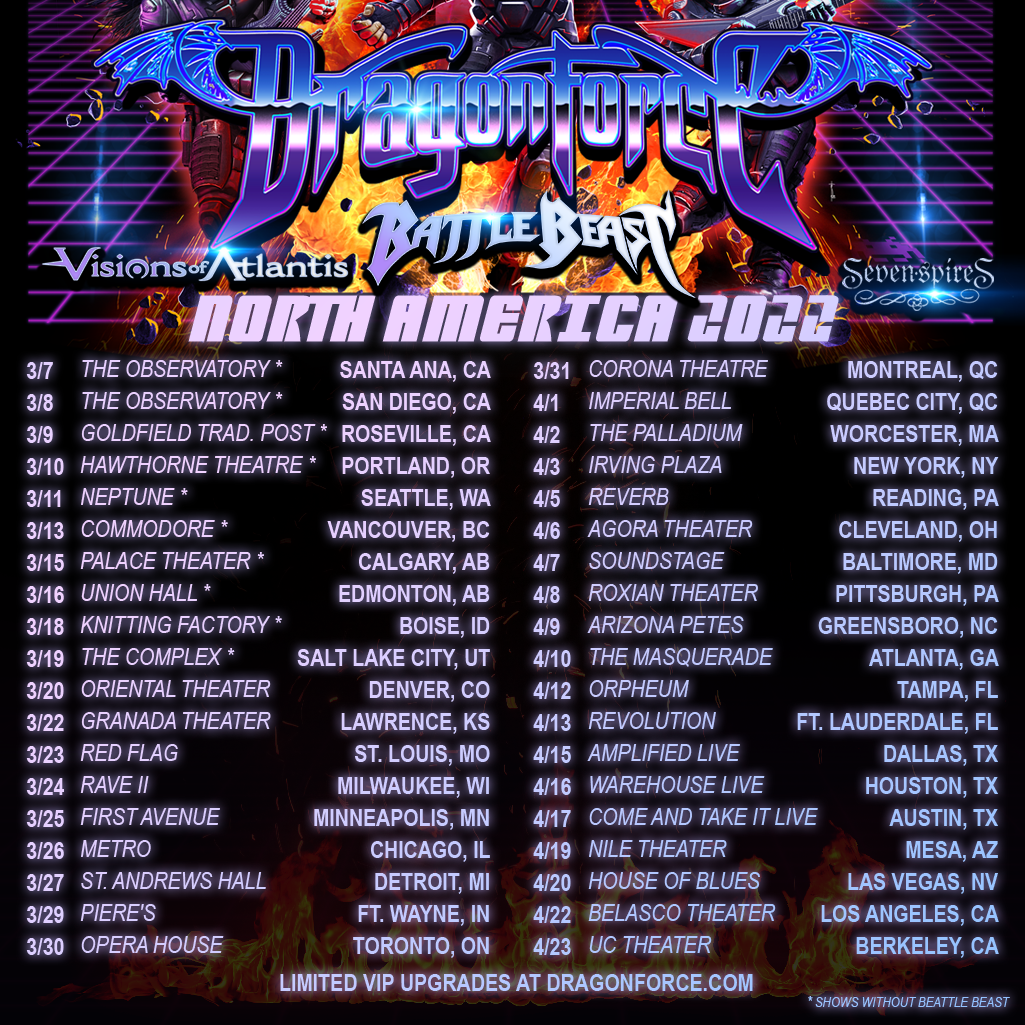 DRAGONFORCE Adds Visions Of Atlantis To Spring 2022 North American Tour